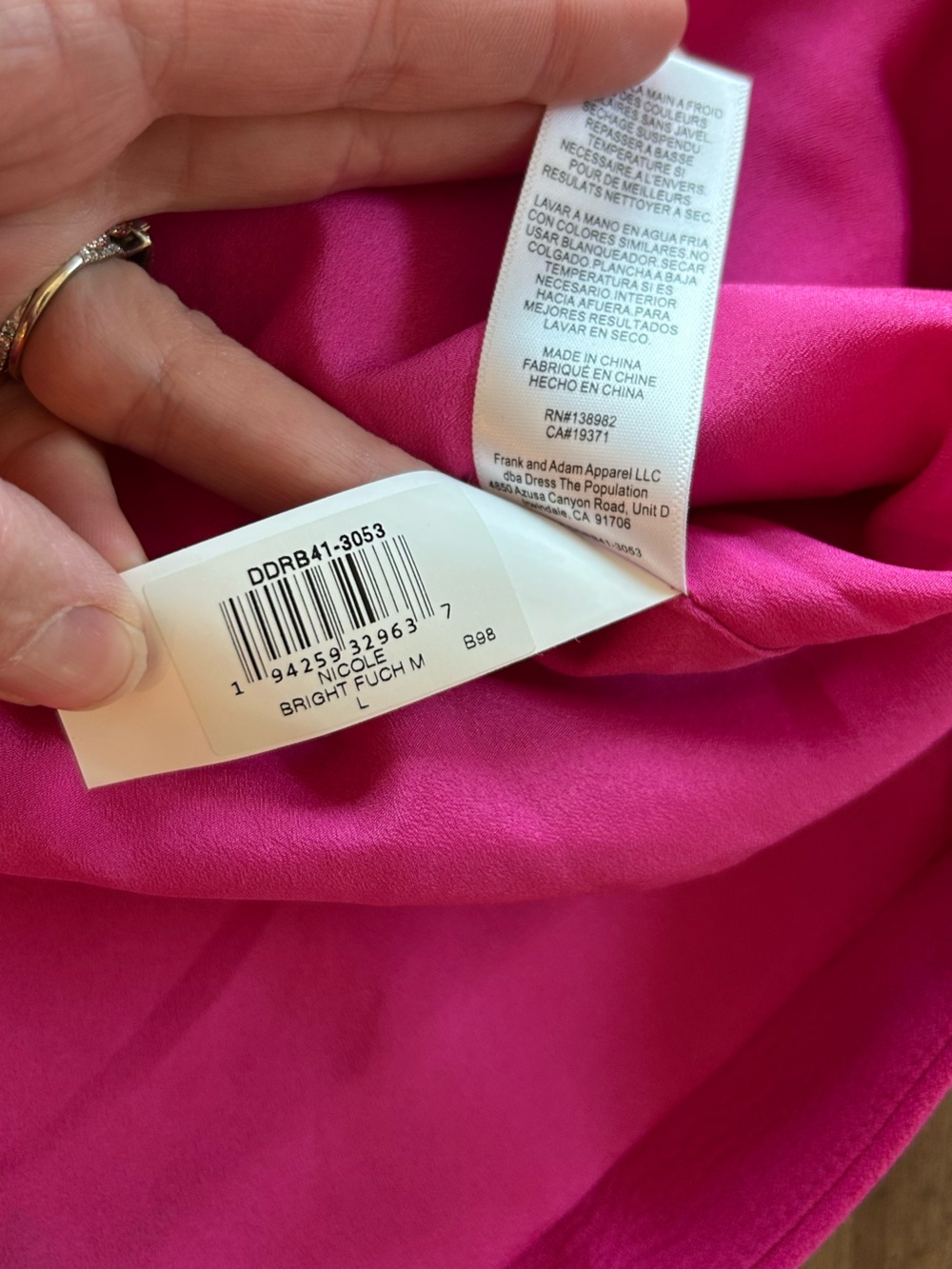 Dress the Population Nicole Floral Tropical Fuchsia Cocktail Dress L - Picture 13 of 16
